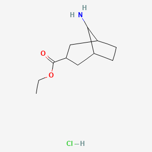 molecular formula C11H20ClNO2 B13033672 Ethyl 8-aminobicyclo[3.2.1]octane-3-carboxylate hcl 