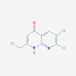 molecular formula C9H5Cl3N2O B13033715 6,7-Dichloro-2-(chloromethyl)-1,8-naphthyridin-4(1H)-one 