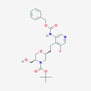 Tert-butyl (2R,5R)-2-(2-(3-(((benzyloxy)carbonyl)amino)-5-fluoropyridin-4-YL)ethyl)-5-(hydroxymethyl)morpholine-4-carboxylate