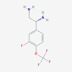 molecular formula C9H10F4N2O B13033846 (1R)-1-[3-Fluoro-4-(trifluoromethoxy)phenyl]ethane-1,2-diamine CAS No. 1212856-37-5