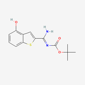 molecular formula C14H16N2O3S B13033851 (E)-tert-butylamino(4-hydroxybenzo[b]thiophen-2-yl)methylenecarbamate 