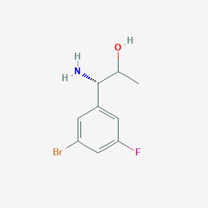 molecular formula C9H11BrFNO B13033940 (1S)-1-Amino-1-(3-bromo-5-fluorophenyl)propan-2-OL 