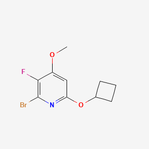 molecular formula C10H11BrFNO2 B13033949 2-Bromo-6-cyclobutoxy-3-fluoro-4-methoxypyridine 