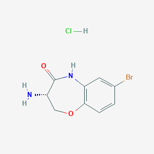 molecular formula C9H10BrClN2O2 B13033968 (S)-3-Amino-7-bromo-2,3-dihydrobenzo[B][1,4]oxazepin-4(5H)-one hcl 