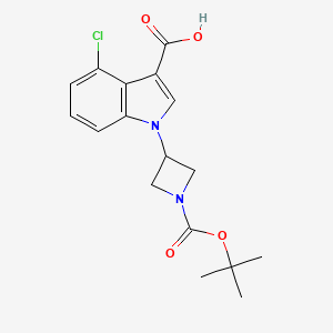 molecular formula C17H19ClN2O4 B13034038 1-(1-(tert-butoxycarbonyl)azetidin-3-yl)-4-chloro-1H-indole-3-carboxylic acid 