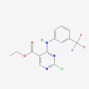 molecular formula C14H11ClF3N3O2 B13034055 Ethyl 2-chloro-4-(3-(trifluoromethyl)phenylamino)pyrimidine-5-carboxylate 