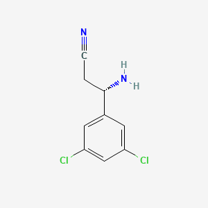 molecular formula C9H8Cl2N2 B13034155 (3S)-3-Amino-3-(3,5-dichlorophenyl)propanenitrile 