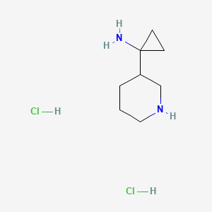 molecular formula C8H18Cl2N2 B13034212 1-(Piperidin-3-YL)cyclopropan-1-amine 2hcl 