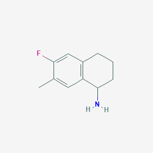 molecular formula C11H14FN B13034238 6-Fluoro-7-methyl-1,2,3,4-tetrahydronaphthalen-1-amine 