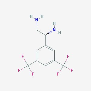 molecular formula C10H10F6N2 B13034260 (1R)-1-[3,5-Bis(trifluoromethyl)phenyl]ethane-1,2-diamine 