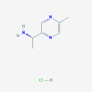 molecular formula C7H12ClN3 B13034277 (S)-1-(5-Methylpyrazin-2-YL)ethan-1-amine hcl 