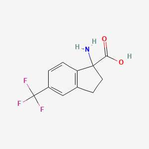 molecular formula C11H10F3NO2 B13034438 1-Amino-5-(trifluoromethyl)-2,3-dihydro-1H-indene-1-carboxylic acid 