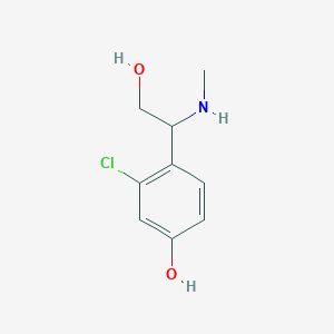 molecular formula C9H12ClNO2 B13034445 3-Chloro-4-(2-hydroxy-1-(methylamino)ethyl)phenolhcl 