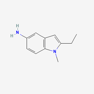 molecular formula C11H14N2 B13034479 2-Ethyl-1-methyl-1H-indol-5-amine 