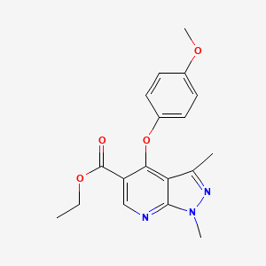 ethyl 4-(4-methoxyphenoxy)-1,3-dimethyl-1H-pyrazolo[3,4-b]pyridine-5-carboxylate