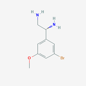 molecular formula C9H13BrN2O B13034565 (1R)-1-(3-Bromo-5-methoxyphenyl)ethane-1,2-diamine 