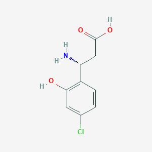 molecular formula C9H10ClNO3 B13034591 (3R)-3-Amino-3-(4-chloro-2-hydroxyphenyl)propanoic acid 