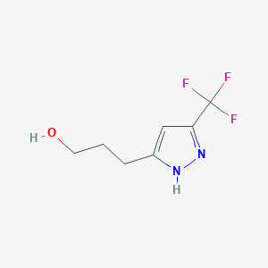 molecular formula C7H9F3N2O B13034684 3-(5-(Trifluoromethyl)-1H-pyrazol-3-yl)propan-1-ol 