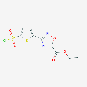 molecular formula C9H7ClN2O5S2 B1303484 Ethyl 3-[5-(chlorosulfonyl)thien-2-YL]-1,2,4-oxadiazole-5-carboxylate CAS No. 388088-70-8