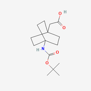 molecular formula C15H25NO4 B13034918 2-(4-{[(Tert-butoxy)carbonyl]amino}bicyclo[2.2.2]octan-1-yl)aceticacid 