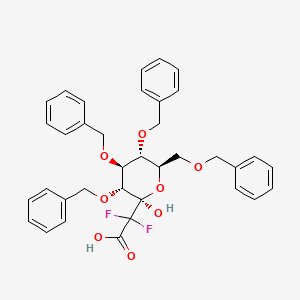 molecular formula C36H36F2O8 B13034978 2,2-difluoro-2-[(2R,3R,4S,5R,6R)-2-hydroxy-3,4,5-tris(phenylmethoxy)-6-(phenylmethoxymethyl)oxan-2-yl]acetic acid 