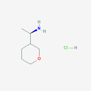 molecular formula C7H16ClNO B13035097 (1R)-1-(Tetrahydro-2H-pyran-3-YL)ethan-1-amine hcl 