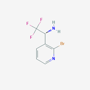 molecular formula C7H6BrF3N2 B13035186 (R)-1-(2-Bromopyridin-3-YL)-2,2,2-trifluoroethan-1-amine 