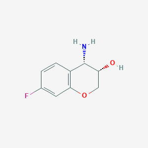 molecular formula C9H10FNO2 B13035292 (3S,4S)-4-Amino-7-fluorochroman-3-OL 