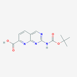 molecular formula C13H14N4O4 B13035489 2-{[(Tert-butoxy)carbonyl]amino}pyrido[2,3-d]pyrimidine-7-carboxylicacid 