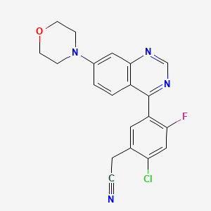 molecular formula C20H16ClFN4O B13035495 2-(2-Chloro-4-fluoro-5-(7-morpholinoquinazolin-4-YL)phenyl)acetonitrile 