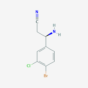 molecular formula C9H8BrClN2 B13035498 (3R)-3-Amino-3-(4-bromo-3-chlorophenyl)propanenitrile 