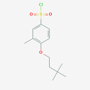 molecular formula C13H19ClO3S B13035519 4-(3,3-Dimethylbutoxy)-3-methylbenzene-1-sulfonyl chloride 