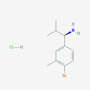 molecular formula C11H17BrClN B13035606 (R)-1-(4-Bromo-3-methylphenyl)-2-methylpropan-1-amine hcl 