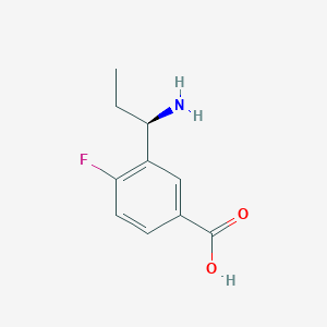 molecular formula C10H12FNO2 B13035722 (R)-3-(1-Aminopropyl)-4-fluorobenzoicacidhcl 