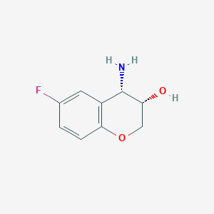 molecular formula C9H10FNO2 B13035752 (3S,4S)-4-Amino-6-fluorochroman-3-OL 