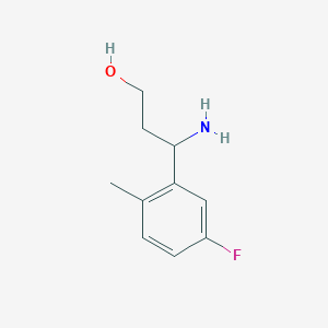 molecular formula C10H14FNO B13035766 3-Amino-3-(5-fluoro-2-methylphenyl)propan-1-ol 