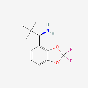 molecular formula C12H15F2NO2 B13035773 (R)-1-(2,2-Difluorobenzo[D][1,3]dioxol-4-YL)-2,2-dimethylpropan-1-amine 