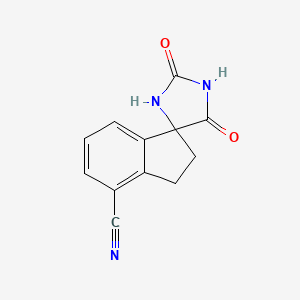 molecular formula C12H9N3O2 B13035805 2,5-Dioxo-2',3'-dihydrospiro[imidazolidine-4,1'-indene]-4'-carbonitrile 