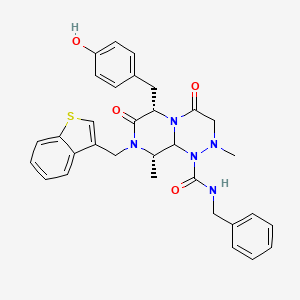 molecular formula C32H33N5O4S B13035864 (6S,9S)-8-(Benzo[b]thiophen-3-ylmethyl)-N-benzyl-6-(4-hydroxybenzyl)-2,9-dimethyl-4,7-dioxooctahydro-1H-pyrazino[2,1-c][1,2,4]triazine-1-carboxamide 