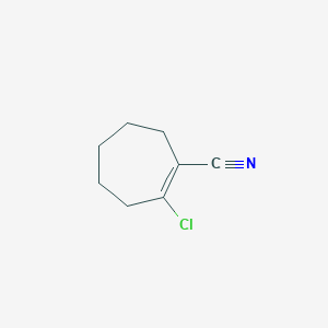 molecular formula C8H10ClN B13035907 2-Chlorocyclohept-1-ene-1-carbonitrile 