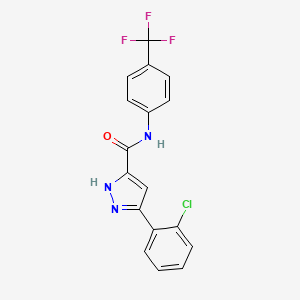 molecular formula C17H11ClF3N3O B13035946 5-(2-Chlorophenyl)-N-(4-(trifluoromethyl)phenyl)-1H-pyrazole-3-carboxamide 