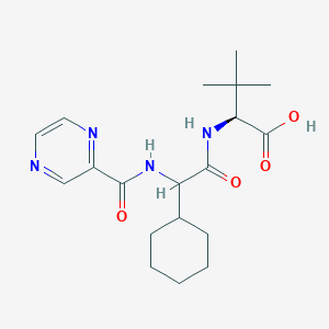 molecular formula C19H28N4O4 B13035964 (2S)-2-{2-cyclohexyl-2-[(pyrazin-2-yl)formamido]acetamido}-3,3-dimethylbutanoic acid 