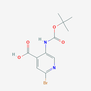 molecular formula C11H13BrN2O4 B13036103 2-Bromo-5-{[(tert-butoxy)carbonyl]amino}pyridine-4-carboxylic acid 