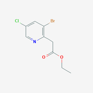 molecular formula C9H9BrClNO2 B13036111 ethyl 2-(3-bromo-5-chloropyridin-2-yl)acetate 