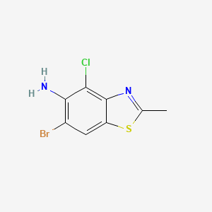 molecular formula C8H6BrClN2S B13036139 6-Bromo-4-chloro-2-methylbenzo[D]thiazol-5-amine 