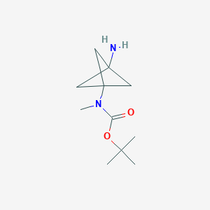 molecular formula C11H20N2O2 B13036155 tert-butylN-{3-aminobicyclo[1.1.1]pentan-1-yl}-N-methylcarbamate 