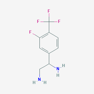 molecular formula C9H10F4N2 B13036249 1-[3-Fluoro-4-(trifluoromethyl)phenyl]ethane-1,2-diamine 