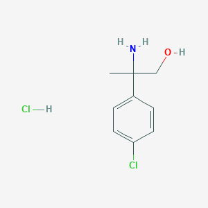 molecular formula C9H13Cl2NO B13036264 2-Amino-2-(4-chlorophenyl)propan-1-olhcl 