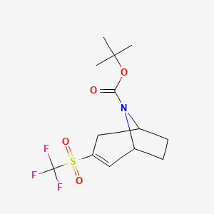 molecular formula C13H18F3NO4S B13036323 Tert-butyl 3-(trifluoromethylsulfonyl)-8-azabicyclo[3.2.1]oct-2-ene-8-carboxylate 