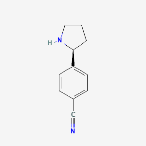 molecular formula C11H12N2 B13036337 4-((2s)Pyrrolidin-2-yl)benzenecarbonitrile 